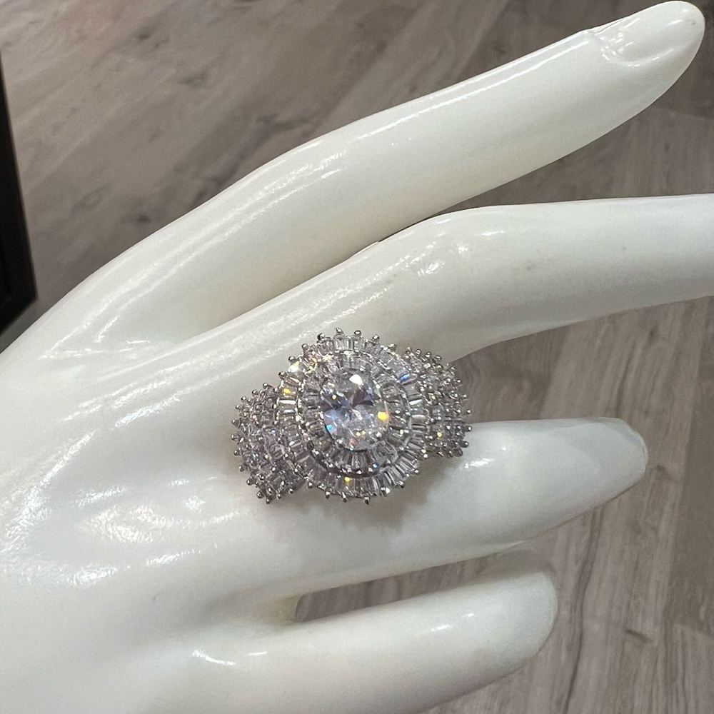 Diamond (Sim) Silver Statement Ring - image 6